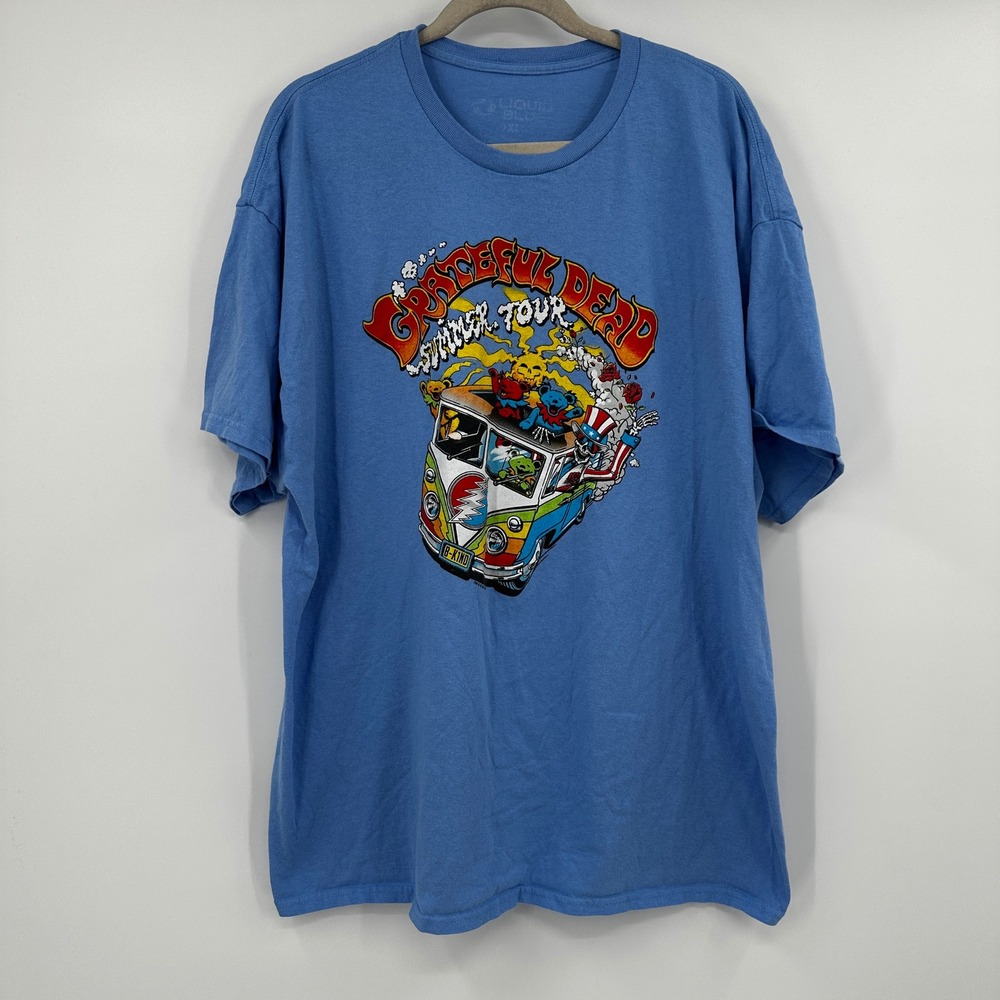 Liquid Blue Grateful Dead Summer Tour Blue Graphic T-Shirt Mens 2XL VW Bus Bear